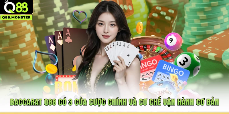 Baccarat Q88 có 3 cửa cược chính và cơ chế vận hành cơ bản